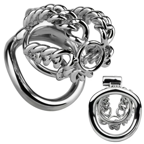 Linkage Chain Hollow Chastity Belt Cock Cage Stainless Steel Urethral Lock Penis Resistant Device for Adult Men