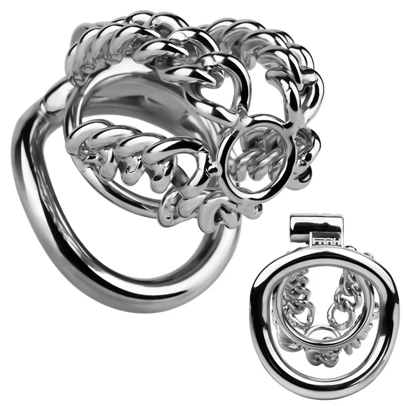 Linkage Chain Hollow Chastity Belt Cock Cage Stainless Steel Urethral Lock Penis Resistant Device for Adult Men