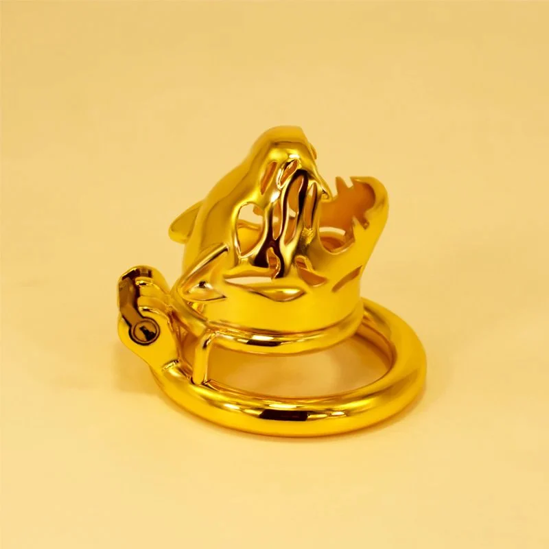 36 Gold Tiger Head Steel Male Chastity Device Male Bondage Alternative Toys Passionate Toys Chastity Lock for Men