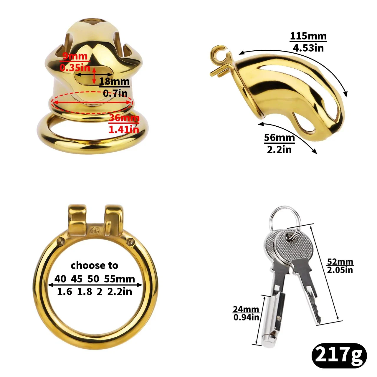 Chastity Belt Golden Cobra Chastity Cock Cage Bondage Sex Toys for Men Penis Exercise Metal Chastity Device Chastity Cage