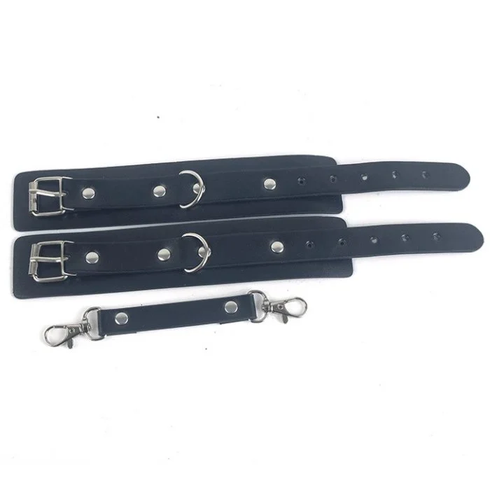 Men and Women's Leather Handcuffs and Ankle Cuffs Bondage Restraint Sex Toys