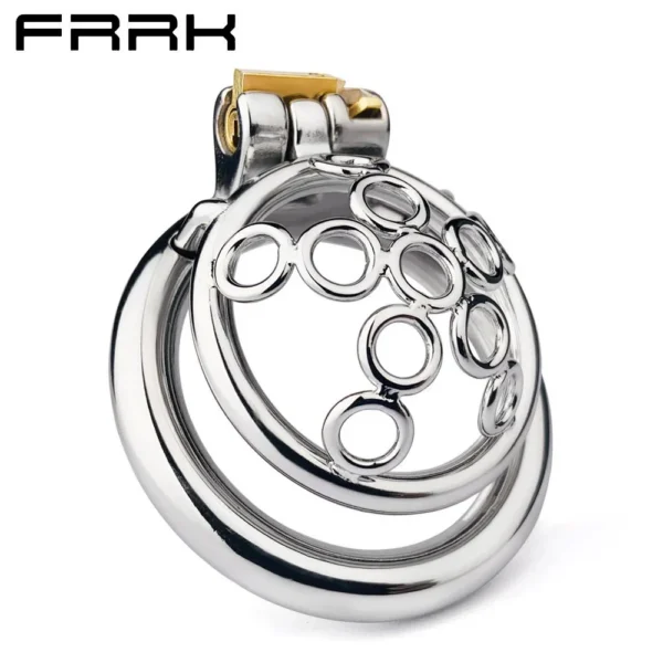 Five Star Wheel Hand Forged Spliced Fine Polished Stainless Steel Chastity Lock Male Adjustable Erotic