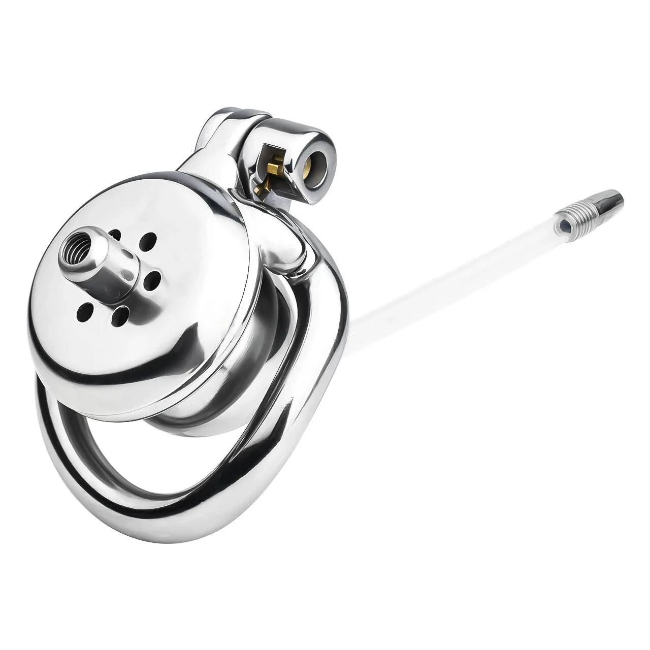 Latest Flat Negative Chastity Lock with Silicone Catheter 279g 100%waterproof Cock Cage 304 Stainless Steell Chastity Cage