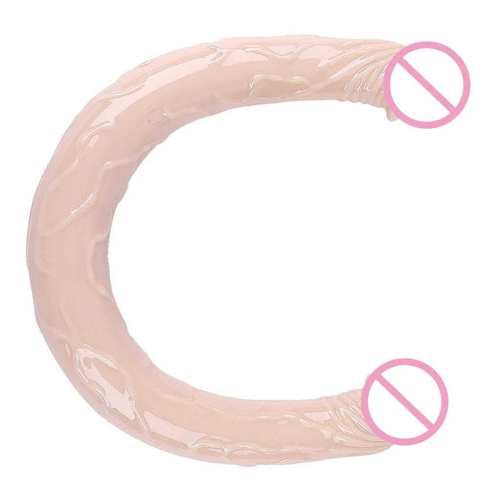 Extra-Long Simulated Double Head Lesbian Masturbator Soft TPE and Silicone Sex Toys for Women Gay Double-Dildo