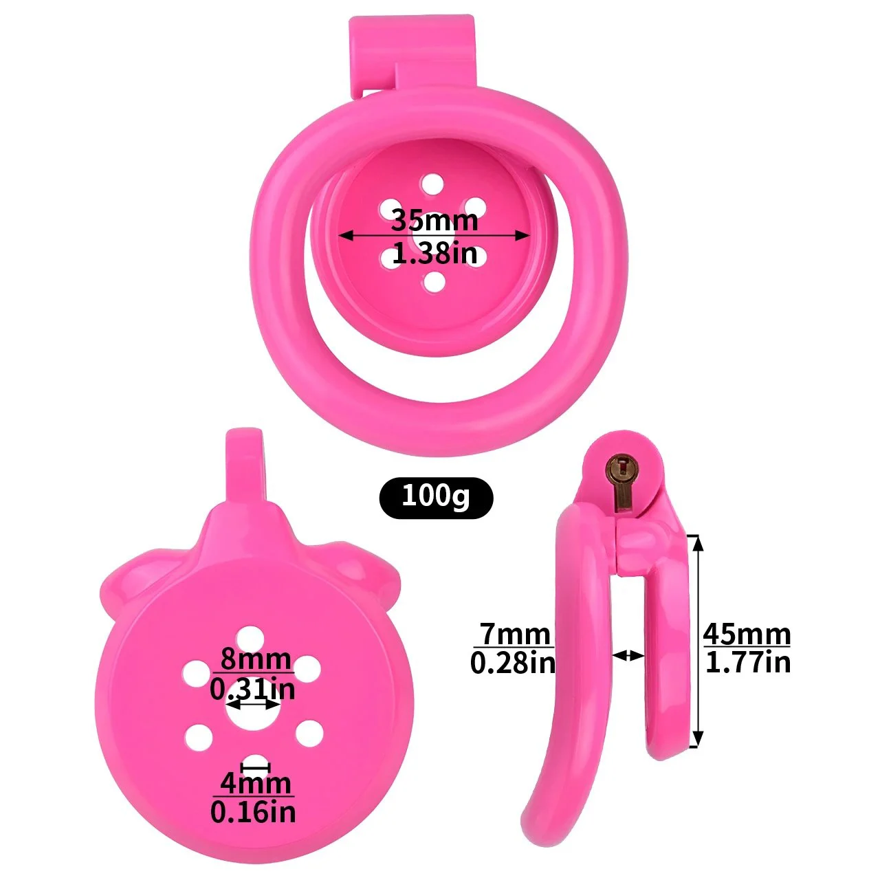 pink Cock Cage Flat Chastity Cage Super Small Penis Ring Sissy Chastity Cage Locked in Male Chastity Device with 4 Ring