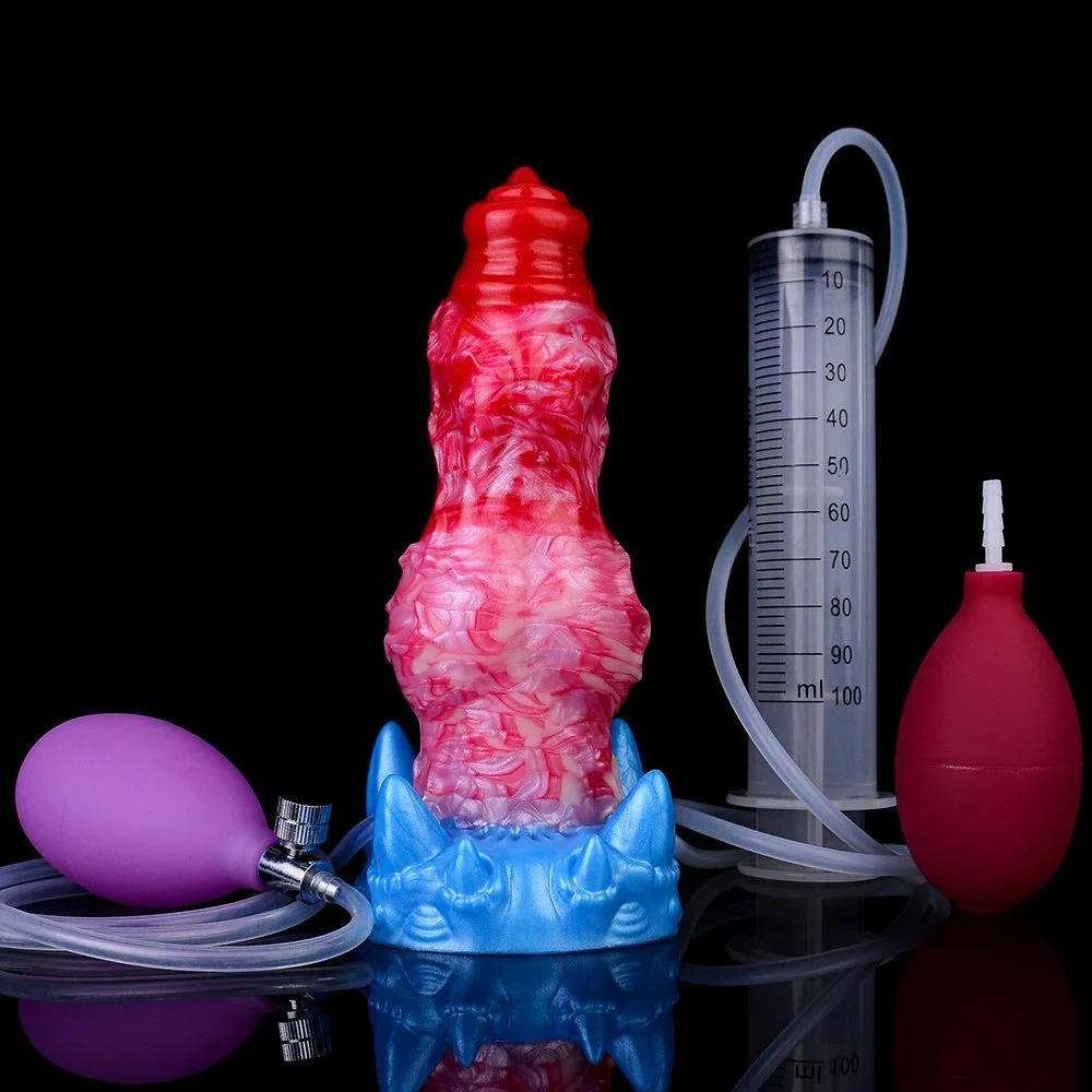 Fantasy Fire Dragon Inflatable Spraying Sexual Intercourse Dildo Silicone Spraying Masturbator Adult Suction Cup Penis Sex Toy