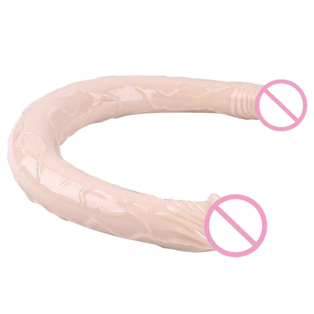 Extra-Long Simulated Double Head Lesbian Masturbator Soft TPE and Silicone Sex Toys for Women Gay Double-Dildo