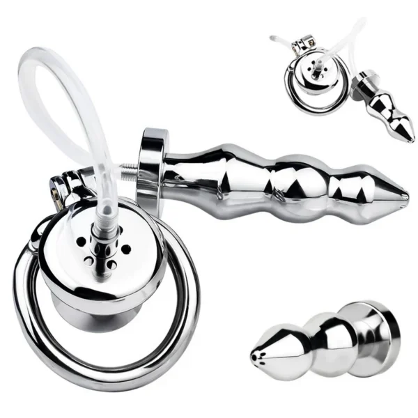 Male Chastity Device Inverted Chastity Cages Metal Small Anal Plug Flat Chastity Cage Male Sex Small Cock Cage