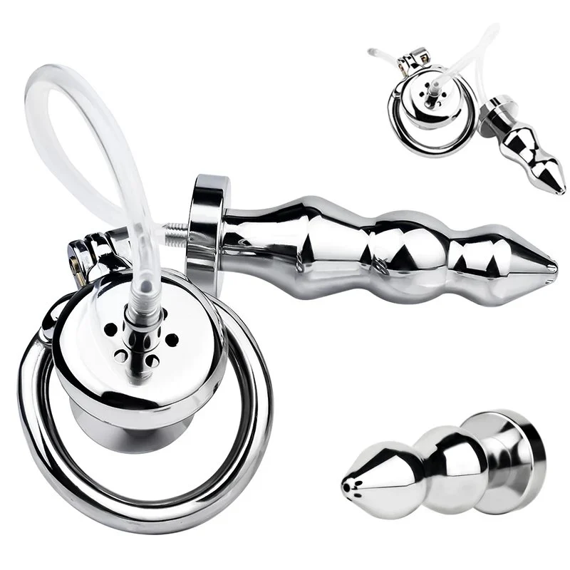 Male Chastity Device Inverted Chastity Cages Metal Small Anal Plug Flat Chastity Cage Male Sex Small Cock Cage