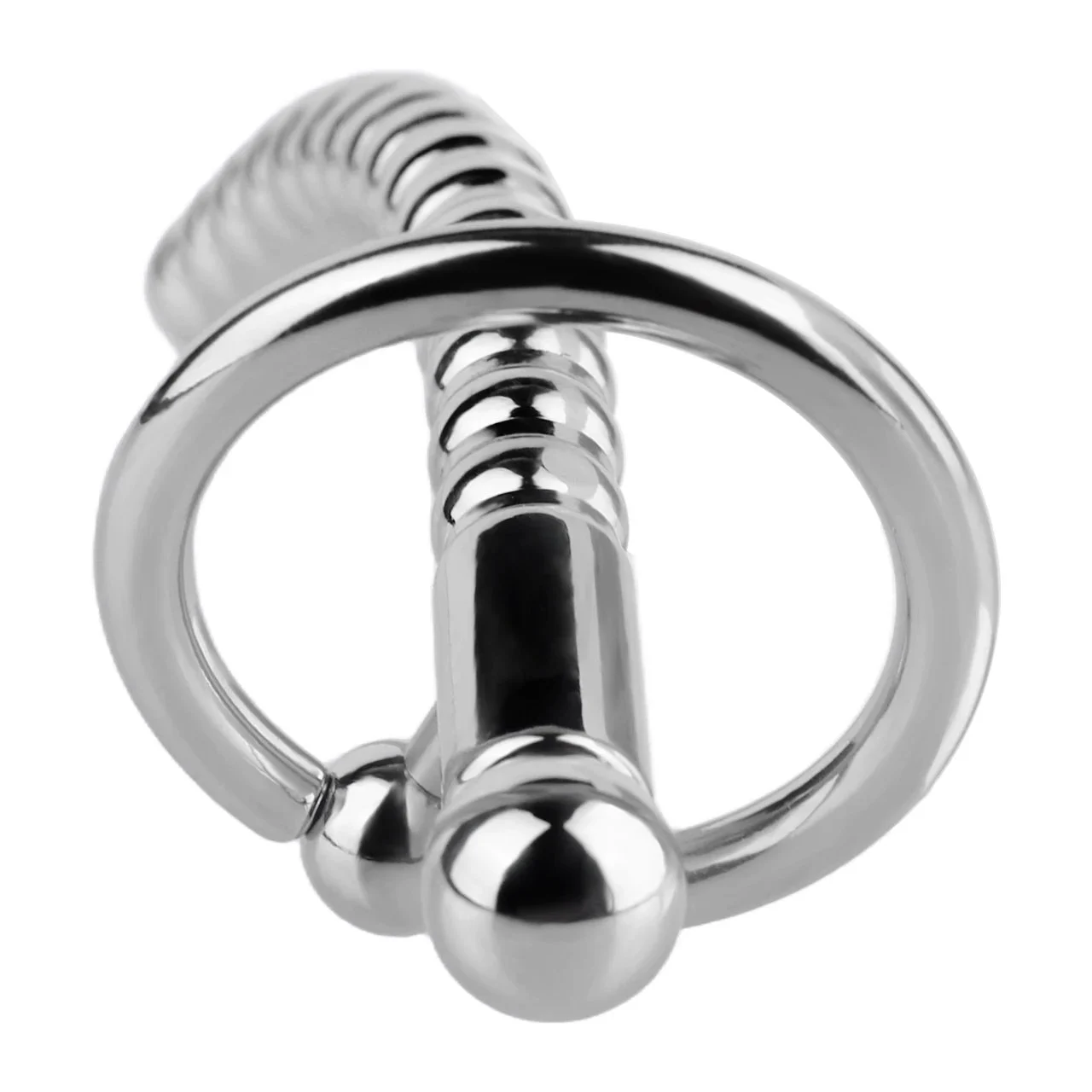 FRRK-254 Male Cock Ring + Penis Ring Design Double Stimulation for Intensified Sensation Metal Penis Restraint Device