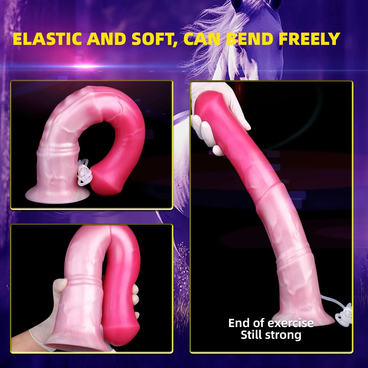 Realistic Horse Dildo Ejaculating Fantasy Long Animal Penis Silicone Anal Dildos for Masturbator Sex Toy for Women Men