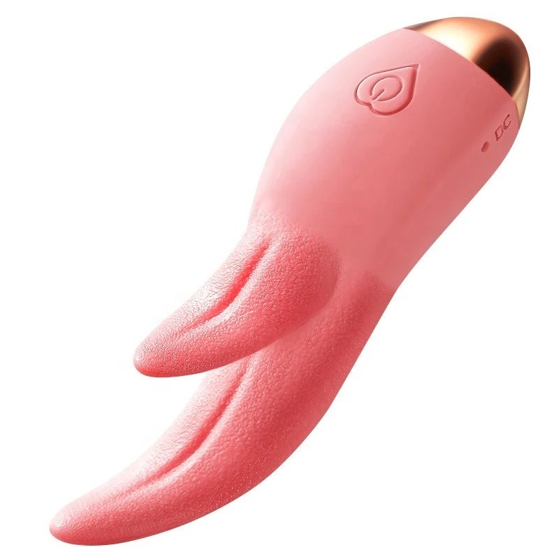 Women's Dual Tongue Vibrator with 10 Frequencies Realistic Clitoris Stimulation Product