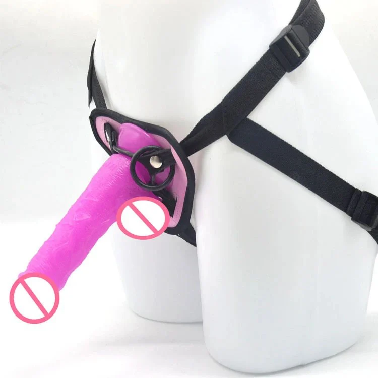 7.67 Inch Strapon Rubber Penis Bondage Rubber Penis Strapon for Male Sex Shop 19.5cm Purple Dildo with Belt Strapon Penis